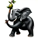 mini elephant wearing Jordan's holding an olive on a stick tattoo design idea