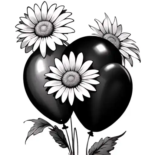 daisy flower tied to a balloon  tattoo design idea