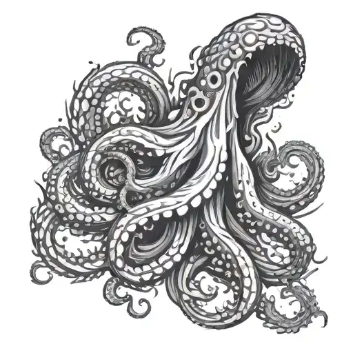 kraken attacking tattoo design idea