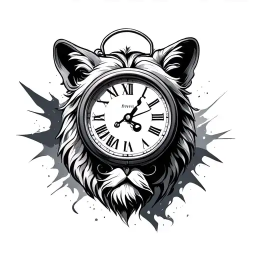 Leon and clock tattoo design idea