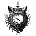 Leon and clock tattoo design idea