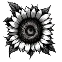 sunflower and Ghost bee tattoo design idea