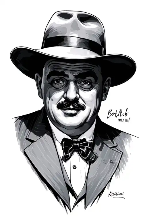 Al Capone WANTED on top tattoo design idea