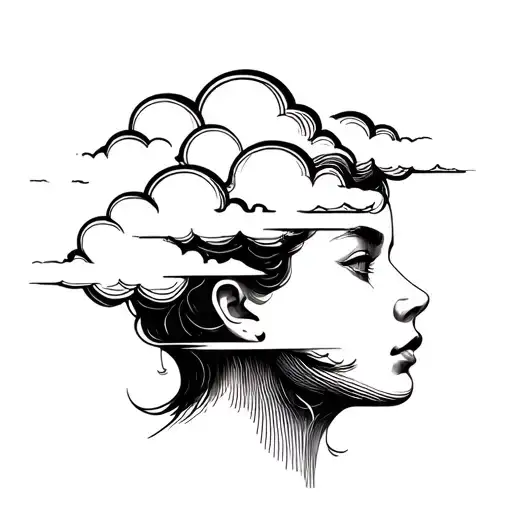 head in the clouds tattoo design idea