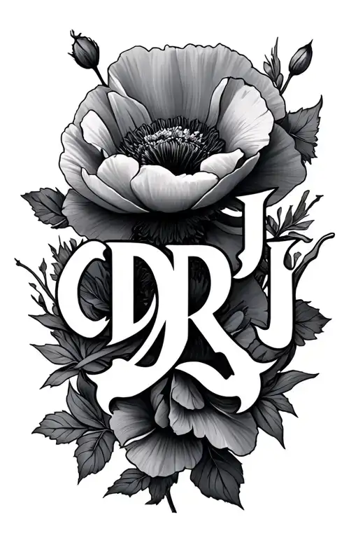 "CDRJ" Infinite acronym with Poppy tattoo design idea