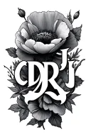 "CDRJ" Infinite acronym with Poppy tattoo design idea