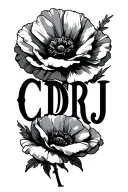 "CDRJ" Infinite acronym with Poppy tattoo design idea