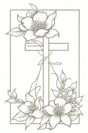 cross "let all you do be done in love" flower tattoo design idea