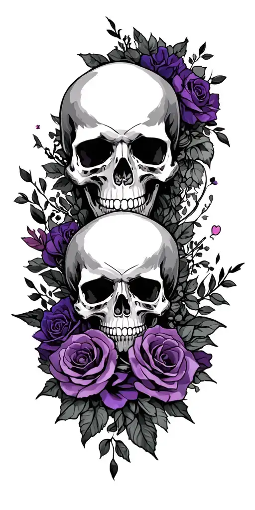 wedding, black, dark purple, skulls, love, veteran tattoo design idea