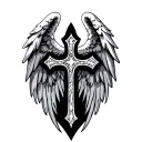 Angel Wings Cross tattoo design idea