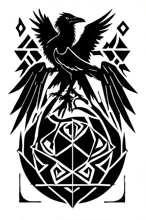 Nordic runes and ravens  tattoo design idea