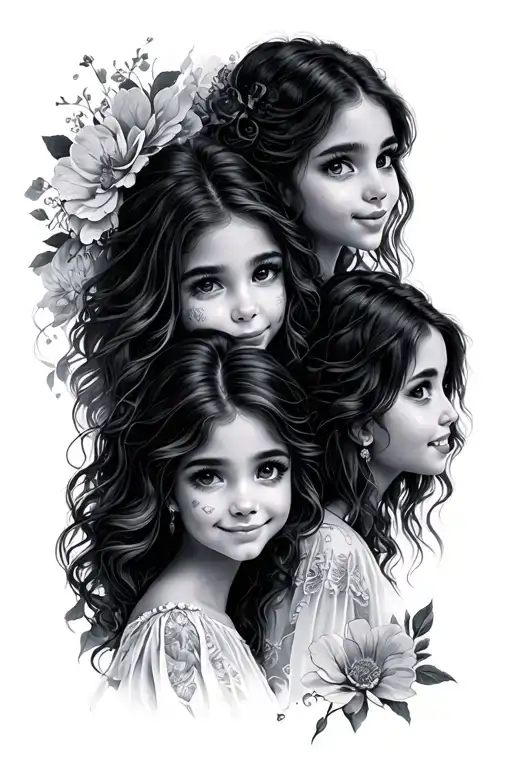 3 Daughters tattoo design idea