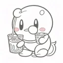 Kirby character black and white holding whiskey  tattoo design idea