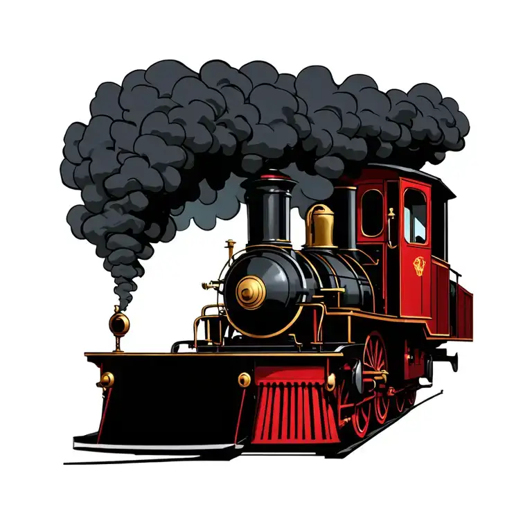 engine steam train tattoo design idea