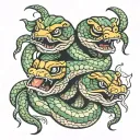 three headed snake with mask tattoo design idea