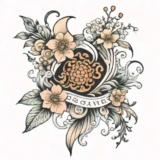 flowers, sea. single brave mother of 2 . cancer horoscope. from the islands  tattoo design idea