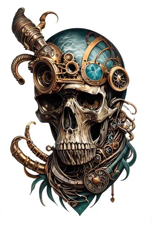 steam punk bio mechanical sleeve tattoo design idea