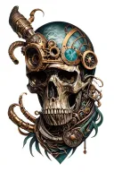 steam punk bio mechanical sleeve tattoo design idea