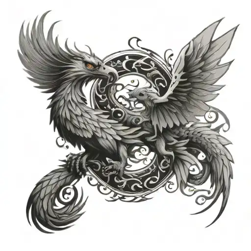 Phoenix and Dragon tattoo design idea