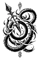 Trishul – weapon of dharma, piercing illusionCoiling serpent – kundalini, power, hidden knowledgeBurning mantra ring tattoo design idea