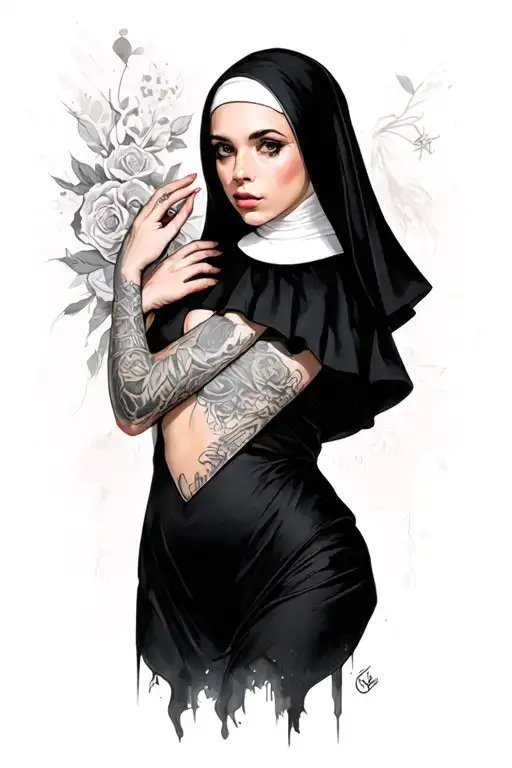 erotic nun with a tattoo design idea