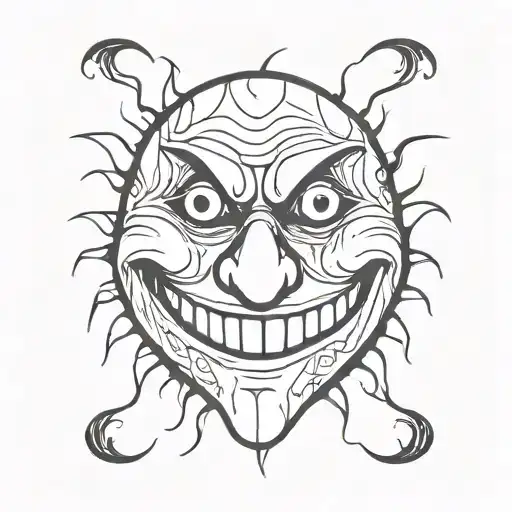 dead smiley face joker tattoo design idea