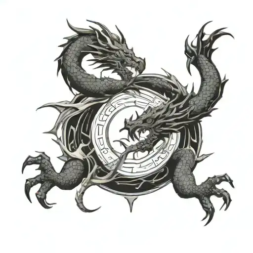 the dragon is ouroboros, and in the middle of it is vegwesir  tattoo design idea
