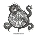 the dragon is ouroboros, and in the middle of it is vegwesir  tattoo design idea
