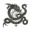 the dragon is ouroboros, and in the middle of it is vegwesir  tattoo design idea