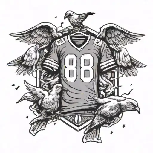 #8 football jersey on a hanger with doves flying around tattoo design idea