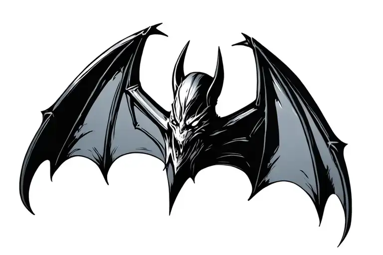 gothic cyber sigilism bat tattoo design idea