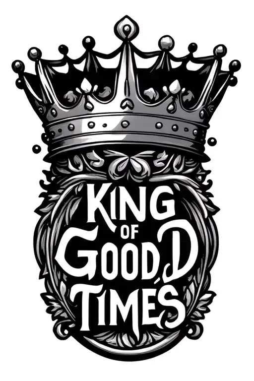 "King of Good Times" king crown tattoo design idea