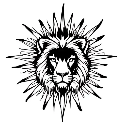 lion and sun tattoo design idea