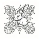 white rabbit inside of a Gaelic cross tattoo design idea