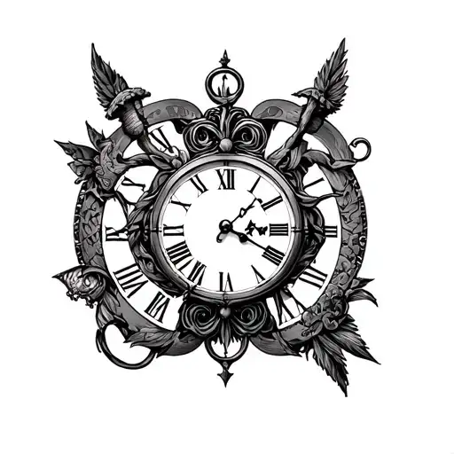 multiple clocks surrounding the scripture ecclesiastics chapter 3 tattoo design idea