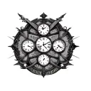 multiple clocks surrounding the scripture ecclesiastics chapter 3 tattoo design idea