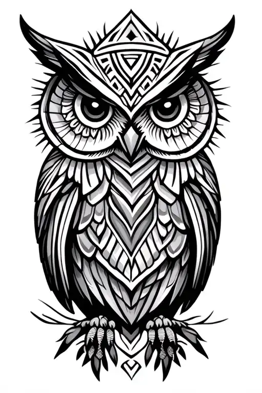 owl abstract simple aztec style tattoo design idea