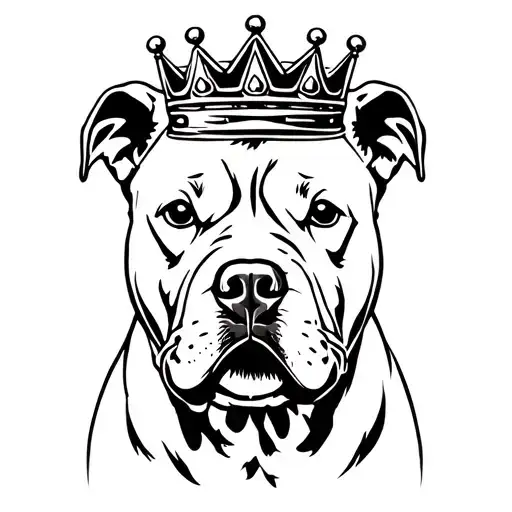  pitbull with crown tattoo design idea