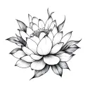 Creates a delicate floral composition with several flowers such as lotus tattoo design idea