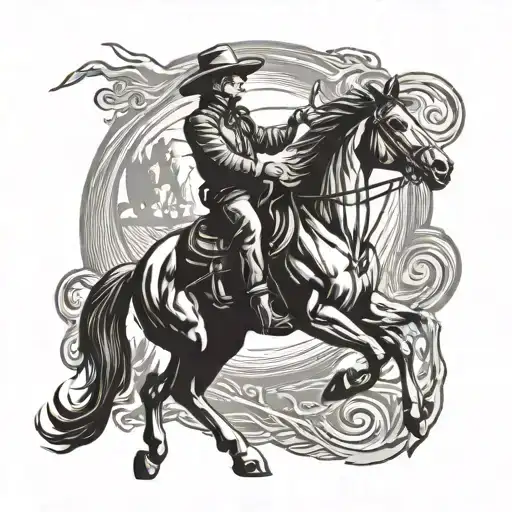 cowboy riding a horse tattoo design idea