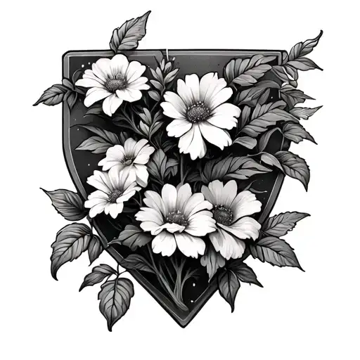 home plate with flowers growing tattoo design idea