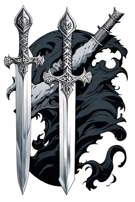 excalibur sword with hiraeth  tattoo design idea