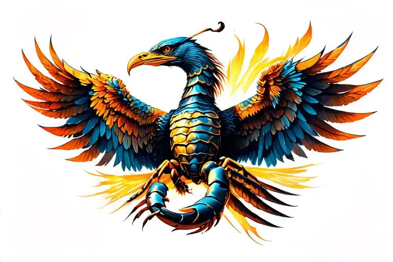 Scorpion Eagle Phoenix tattoo design idea