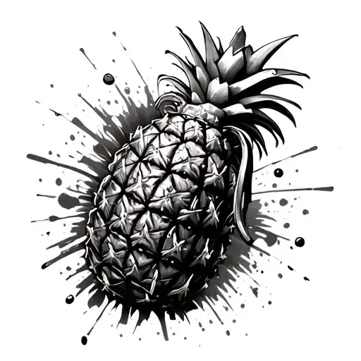 pineapple grenade exploding tattoo design idea