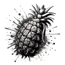 pineapple grenade exploding tattoo design idea