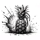 pineapple grenade exploding tattoo design idea