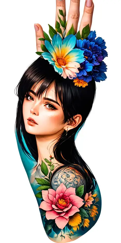 realistic anime collage tattoo featuring tattoo design idea