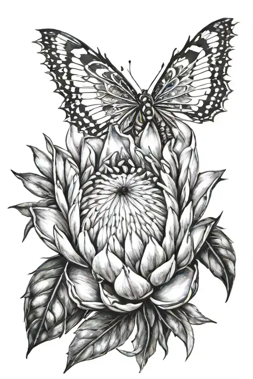 protea flower tattoo design idea