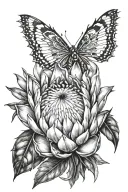 protea flower tattoo design idea