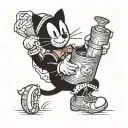 Felix the cat carrying trash bag tattoo design idea